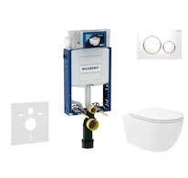 Geberit Kombifix - Set předstěnové instalace, klozetu Oudee Vortex a sedátka softclose, tlačítko Sigma20, bílá/pozlacená SANI15C