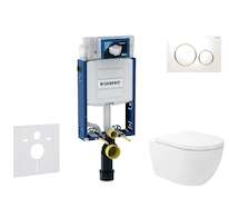Geberit Kombifix - Set předstěnové instalace, klozetu Oudee Vortex a sedátka softclose, tlačítko Sigma20, bílá/pozlacená SANI15C