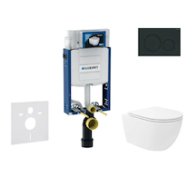 Geberit Kombifix - Set předstěnové instalace, klozetu Oudee Vortex a sedátka softclose, tlačítko Sigma20, matná černá/černá SANI