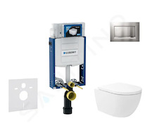 Geberit Kombifix - Set předstěnové instalace, klozetu Oudee Vortex a sedátka softclose, tlačítko Sigma30, lakovaný chrom mat/chr