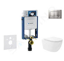 Geberit Kombifix - Set předstěnové instalace, klozetu Oudee Vortex a sedátka softclose, tlačítko Sigma30, lakovaný chrom mat/chr