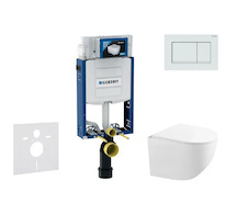 Geberit Kombifix - Set předstěnové instalace, kompaktního klozetu Gaia a sedátka softclose, tlačítko Sigma20, bílá/bílá mat SANI