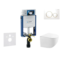 Geberit Kombifix - Set předstěnové instalace, kompaktního klozetu Gaia a sedátka softclose, tlačítko Sigma20, bílá/pozlacená SAN