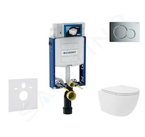 Geberit Kombifix - Set předstěnové instalace, kompaktního klozetu Oudee Vortex a sedátka softclose, tlačítko Sigma01, lesklý chr