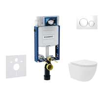 Geberit Kombifix - Set předstěnové instalace, kompaktního klozetu Oudee Vortex a sedátka softclose, tlačítko Sigma20, bílá/chrom