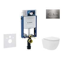 Geberit Kombifix - Set předstěnové instalace, kompaktního klozetu Oudee Vortex a sedátka softclose, tlačítko Sigma20, nerez SANI