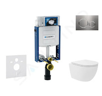 Geberit Kombifix - Set předstěnové instalace, kompaktního klozetu Oudee Vortex a sedátka softclose, tlačítko Sigma20, nerez SANI