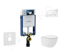 Geberit Kombifix - Set předstěnové instalace, kompaktního klozetu Oudee Vortex a sedátka softclose, tlačítko Sigma30, bílá/chrom