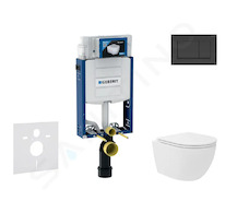 Geberit Kombifix - Set předstěnové instalace, kompaktního klozetu Oudee Vortex a sedátka softclose, tlačítko Sigma30, matná čern