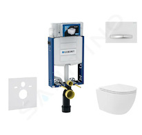 Geberit Kombifix - Set předstěnové instalace, kompaktního klozetu Oudee Vortex a sedátka softclose, tlačítko Sigma50, chrom/alps