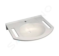 Geberit Publica - Umyvadlo bezbariérové, 60x55x12 cm, bez přepadu, otvor pro baterii, alpská bílá 402160016
