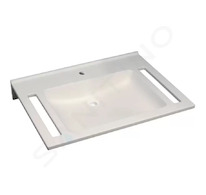 Geberit Publica - Umyvadlo bezbariérové, 70x55x12 cm, bez přepadu, otvor pro baterii, alpská bílá 402170016