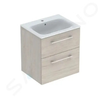 Geberit Selnova Square - Umyvadlová skříňka 64x59x48 cm, s umyvadlem, 2 zásuvky, světlý ořech hickory 501.239.00.1