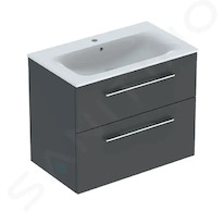 Geberit Selnova Square - Umyvadlová skříňka 64x79x48 cm, s umyvadlem, 2 zásuvky, lávová mat 501.241.00.1