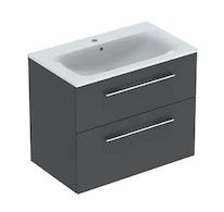 Geberit Selnova Square - Umyvadlová skříňka 64x79x48 cm, s umyvadlem, 2 zásuvky, lávová mat 501.241.00.1