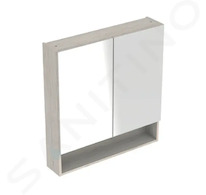 Geberit Selnova Square - Zrcadlová skříňka 85x59x18 cm, 2 dvířka, světlý ořech hickory 501.267.00.1
