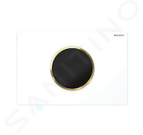 Geberit Sigma10 - Elektronické ovládání splachování, bateriové napájení, bílá/zlatá 115.908.KK.6