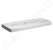 Geberit Smyle Square - Dvojumyvadlo 120x48 cm, s přepadem, 2 otvory pro baterie, bílá 500.253.01.1