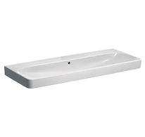 Geberit Smyle Square - Dvojumyvadlo 120x48 cm, s přepadem, bez otvoru pro baterii, bílá 500.225.01.1