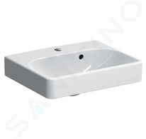 Geberit Smyle Square - Umyvadlo 45x36 cm, s přepadem, otvor pro baterii, bílá 500.222.01.1