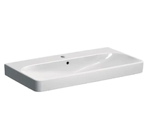 Geberit Smyle Square - Umyvadlo 90x48 cm, s přepadem, otvor pro baterii, bílá 500.251.01.1