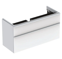 Geberit Smyle Square - Umyvadlová skříňka, 118x47x62 cm, 2 zásuvky, lesklá bílá/matná bílá 500.355.00.1