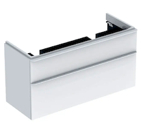 Geberit Smyle Square - Umyvadlová skříňka, 118x47x62 cm, 2 zásuvky, lesklá bílá/matná bílá 500.356.00.1