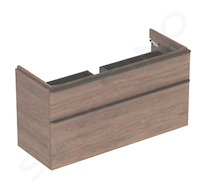 Geberit Smyle Square - Umyvadlová skříňka, 118x47x62 cm, 2 zásuvky, ořech/lávová 500.355.JR.1