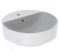 Geberit VariForm - Umyvadlo na desku, průměr 45 cm, s přepadem, otvor pro baterii, bílá 500.769.01.2