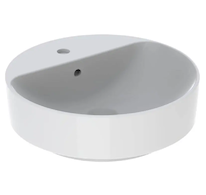 Geberit VariForm - Umyvadlo na desku, průměr 45 cm, s přepadem, otvor pro baterii, bílá 500.769.01.2