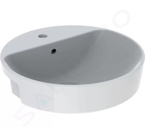 Geberit VariForm - Umyvadlo polozápustné, průměr 50 cm, s přepadem, otvor pro baterii, bílá 500.782.01.2
