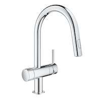 Grohe Minta - Dřezová baterie, s uzavíracím ventilem a vytahovací sprškou , Chrom 31916000