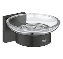 Grohe QuickFix Start Cube - Mýdlenka s držákem, sklo/matná černá 410962430