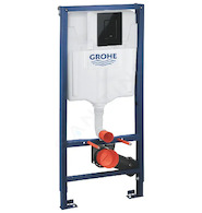 Grohe Rapid SL - Předstěnová instalace s nádržkou pro závěsné WC, tlačítko Skate Cosmopolitan, lesklá černá 39940000