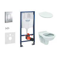 Grohe Rapid SL - Set předstěnové instalace, klozet Alpha se sedátkem, tlačítko Skate Cosmopolitan, chrom 38528SET-KD