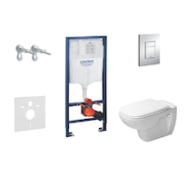 Grohe Rapid SL - Set předstěnové instalace, klozetu a sedátka D-Code, Rimless, SoftClose, tlačítka Skate Cosmo, chrom 38528SET-K