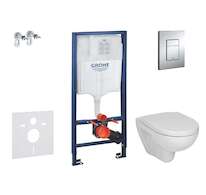 Grohe Rapid SL - Set předstěnové instalace, klozetu a sedátka Jika Lyra Plus, tlačítka Skate Cosmopolita, chrom 38528SET-KJ1