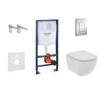 Grohe Rapid SL - Set předstěnové instalace, klozetu a sedátka Tesi, softclose, rimless, tlačítka Skate Cosmopolitan, chrom 38528