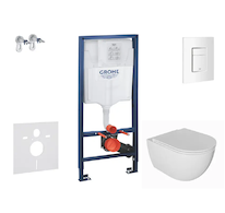 Grohe Rapid SL - Set předstěnové instalace, klozetu Oudee a sedátka softclose, tlačítko Skate Cosmopolitan, alpská bílá SANI11BA