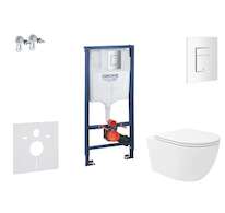 Grohe Rapid SL - Set předstěnové instalace, klozetu Oudee Vortex a sedátka softclose, tlačítko Skate Cosmopolitan, alpská bílá S