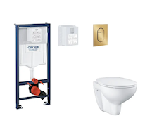 Grohe Rapid SL - Set předstěnové instalace, klozetu, sedátka SoftClose a tlačítka Arena Cosmopolitan S, kartáčovaný Cool Sunrise