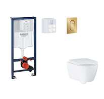 Grohe Rapid SL - Set předstěnové instalace, klozetu, sedátka SoftClose a tlačítka Arena Cosmopolitan S, kartáčovaný Cool Sunrise