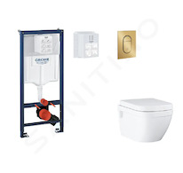 Grohe Rapid SL - Set předstěnové instalace, klozetu, sedátka SoftClose a tlačítka Arena Cosmopolitan S, kartáčovaný Cool Sunrise