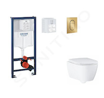 Grohe Rapid SL - Set předstěnové instalace, klozetu, sedátka SoftClose a tlačítka Arena Cosmopolitan S, kartáčovaný Cool Sunrise