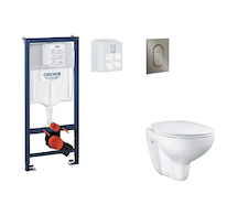 Grohe Rapid SL - Set předstěnové instalace, klozetu, sedátka SoftClose a tlačítka Arena Cosmopolitan S, kartáčovaný Hard Graphit