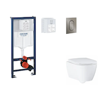 Grohe Rapid SL - Set předstěnové instalace, klozetu, sedátka SoftClose a tlačítka Arena Cosmopolitan S, kartáčovaný Hard Graphit