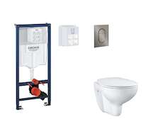 Grohe Rapid SL - Set předstěnové instalace, klozetu, sedátka SoftClose a tlačítka Arena Cosmopolitan S, kartáčovaný Hard Graphit