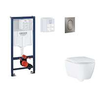 Grohe Rapid SL - Set předstěnové instalace, klozetu, sedátka SoftClose a tlačítka Arena Cosmopolitan S, kartáčovaný Hard Graphit