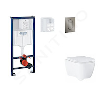 Grohe Rapid SL - Set předstěnové instalace, klozetu, sedátka SoftClose a tlačítka Arena Cosmopolitan S, kartáčovaný Hard Graphit