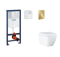 Grohe Rapid SL - Set předstěnové instalace, klozetu, sedátka SoftClose a tlačítka Arena Cosmopolitan S, Triple Vortex, kartáčova